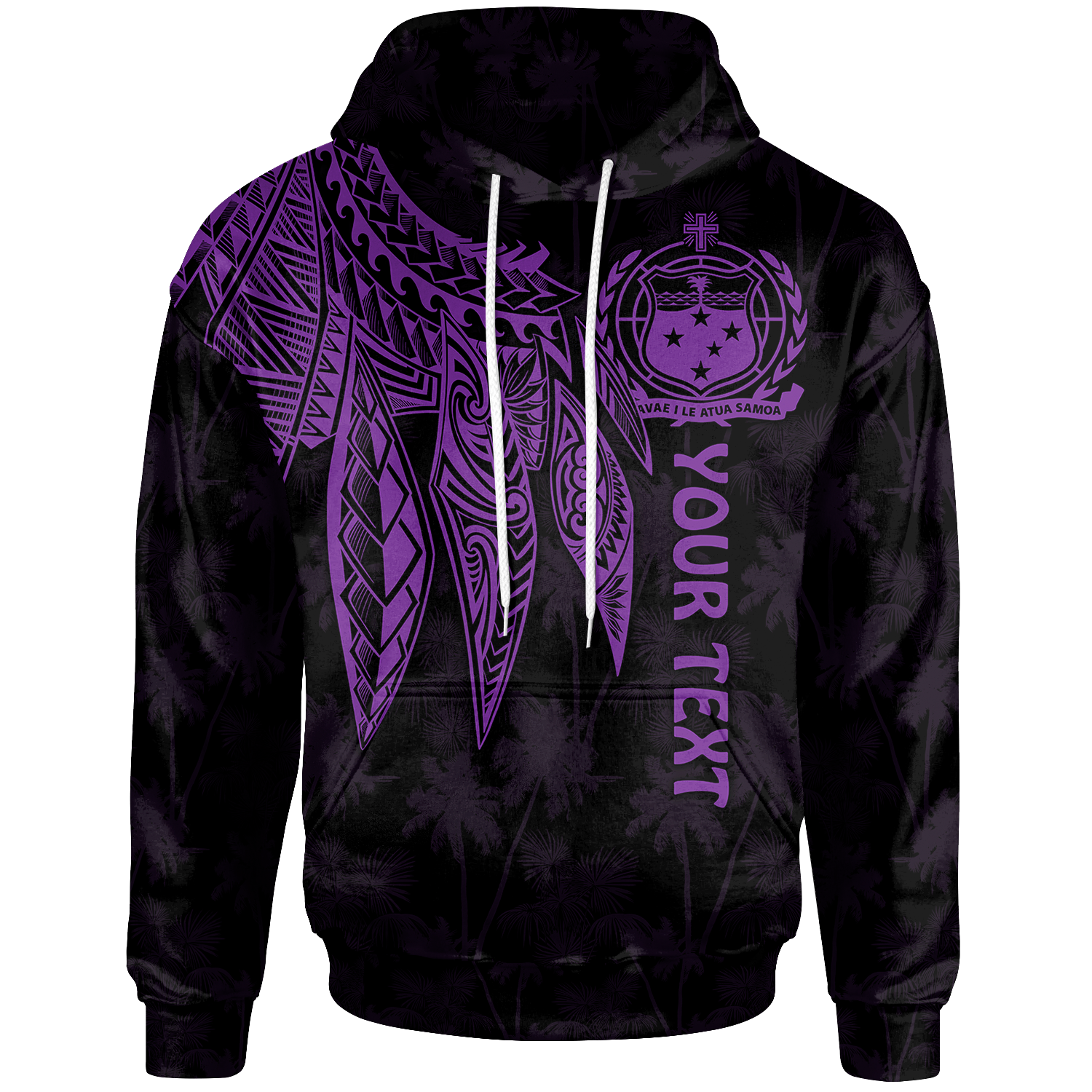 Samoa Hoodie Polynesian Wings (Purple)