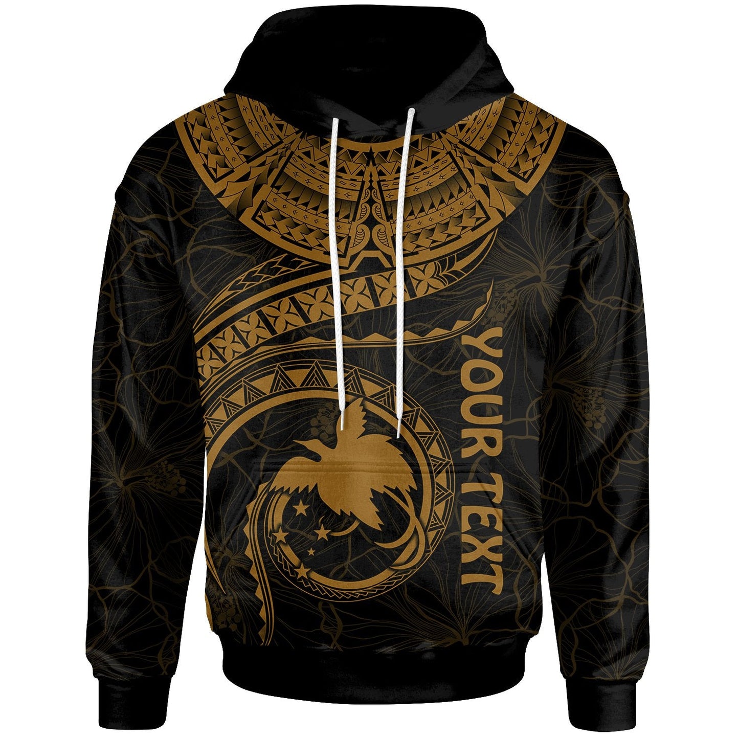 Papua New Guinea Polynesian Personalised Hoodie Papua New Guinea Waves Golden