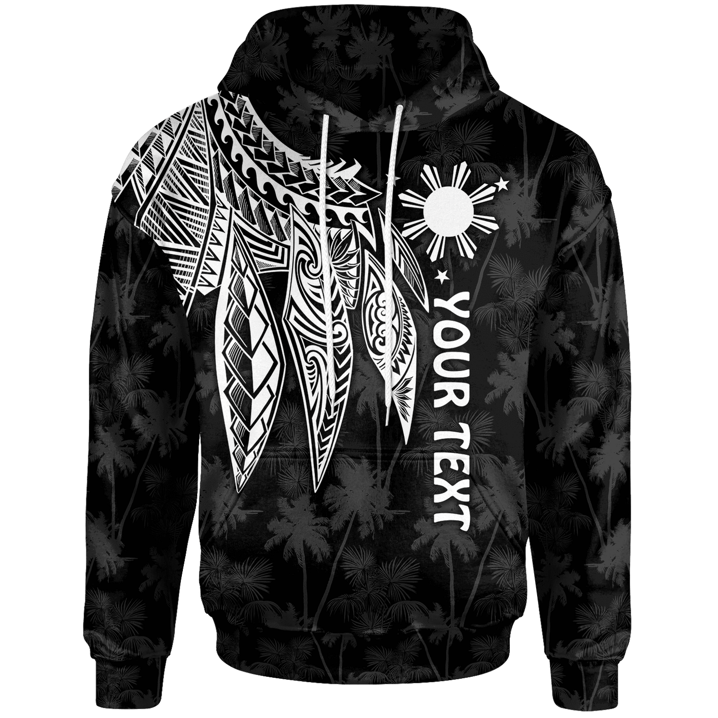 The Philippines Personalised Hoodie Polynesian Wings White