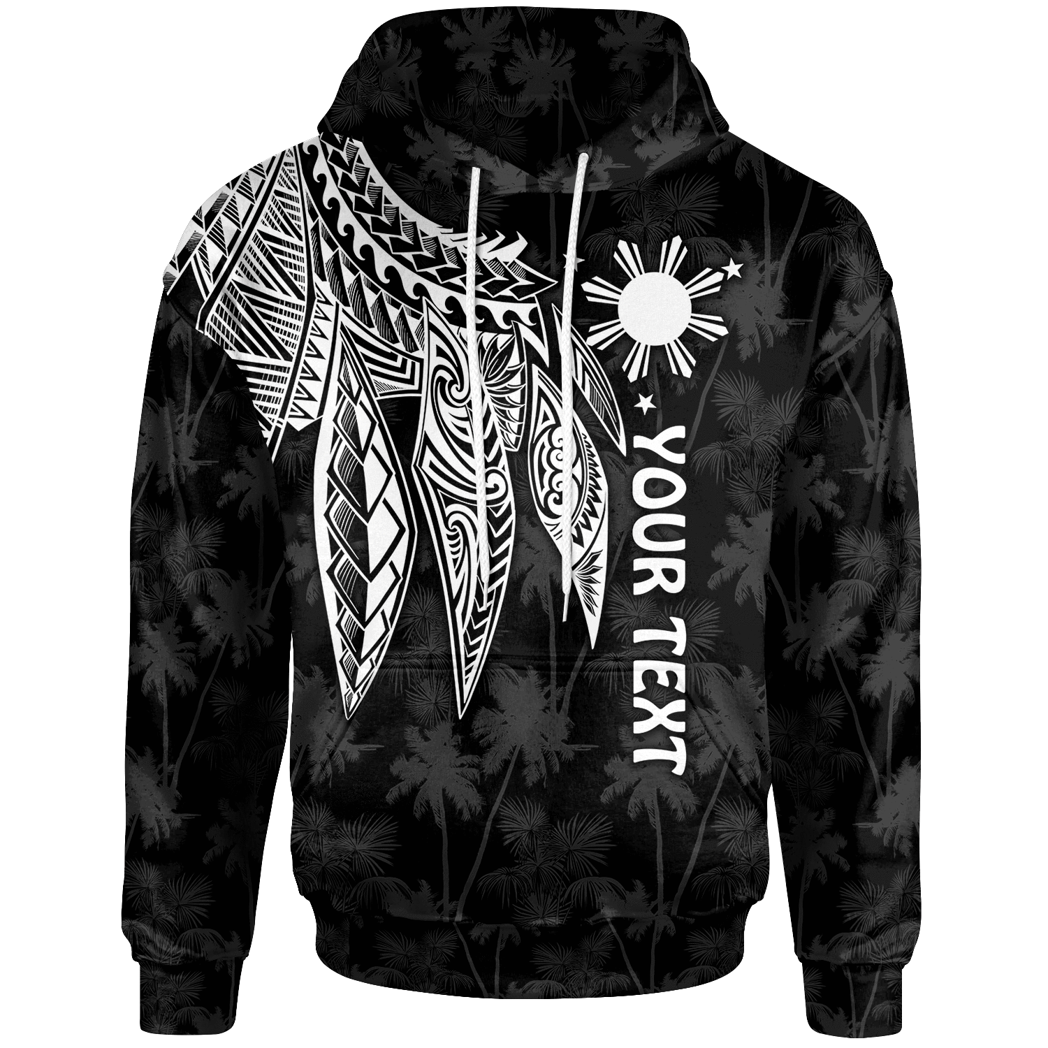 The Philippines Personalised Hoodie Polynesian Wings White