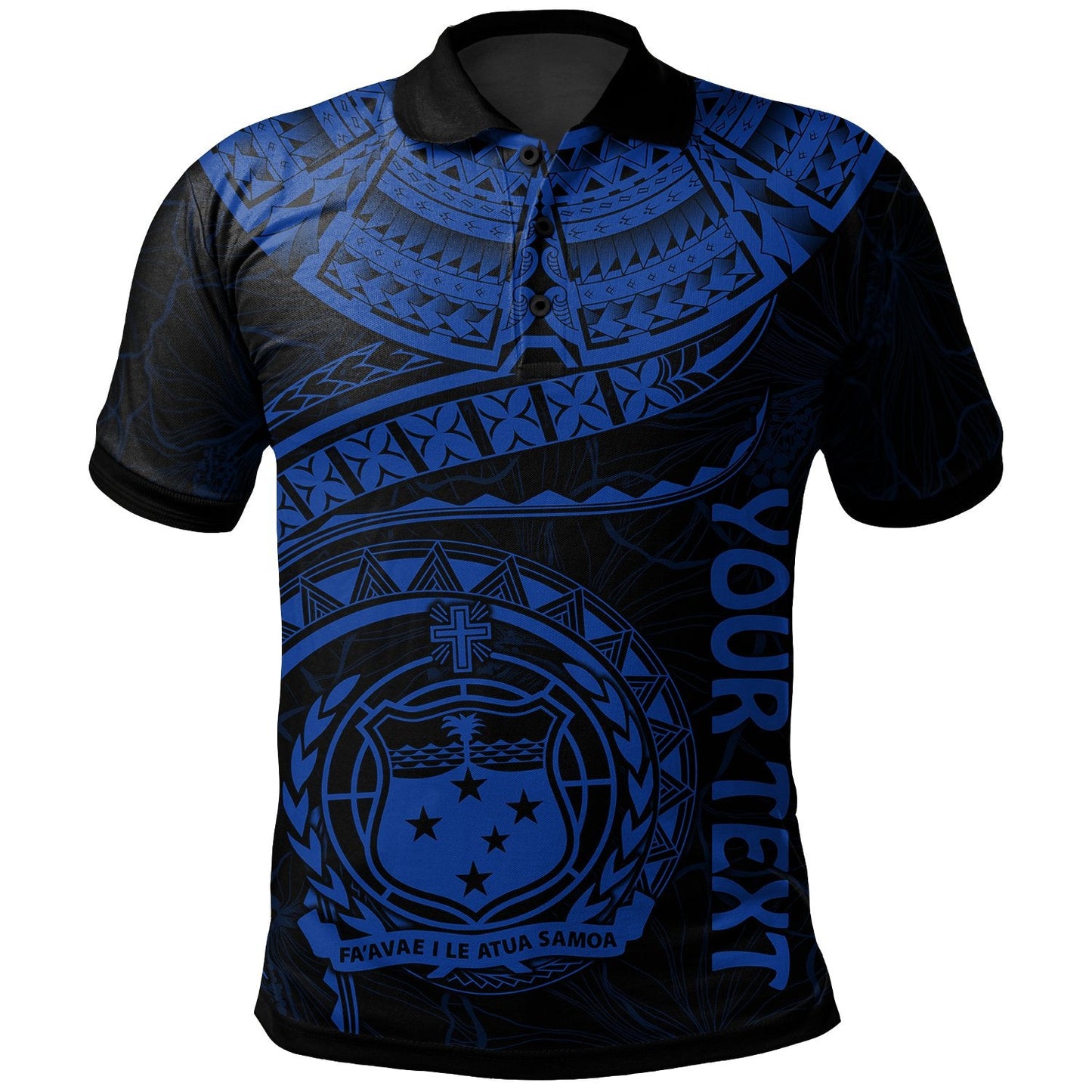 Polynesian Samoa Personalised Polo Shirt - Samoan Waves Blue