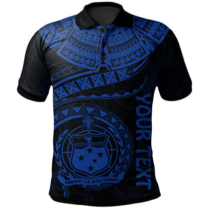 Polynesian Samoa Personalised Polo Shirt - Samoan Waves Blue