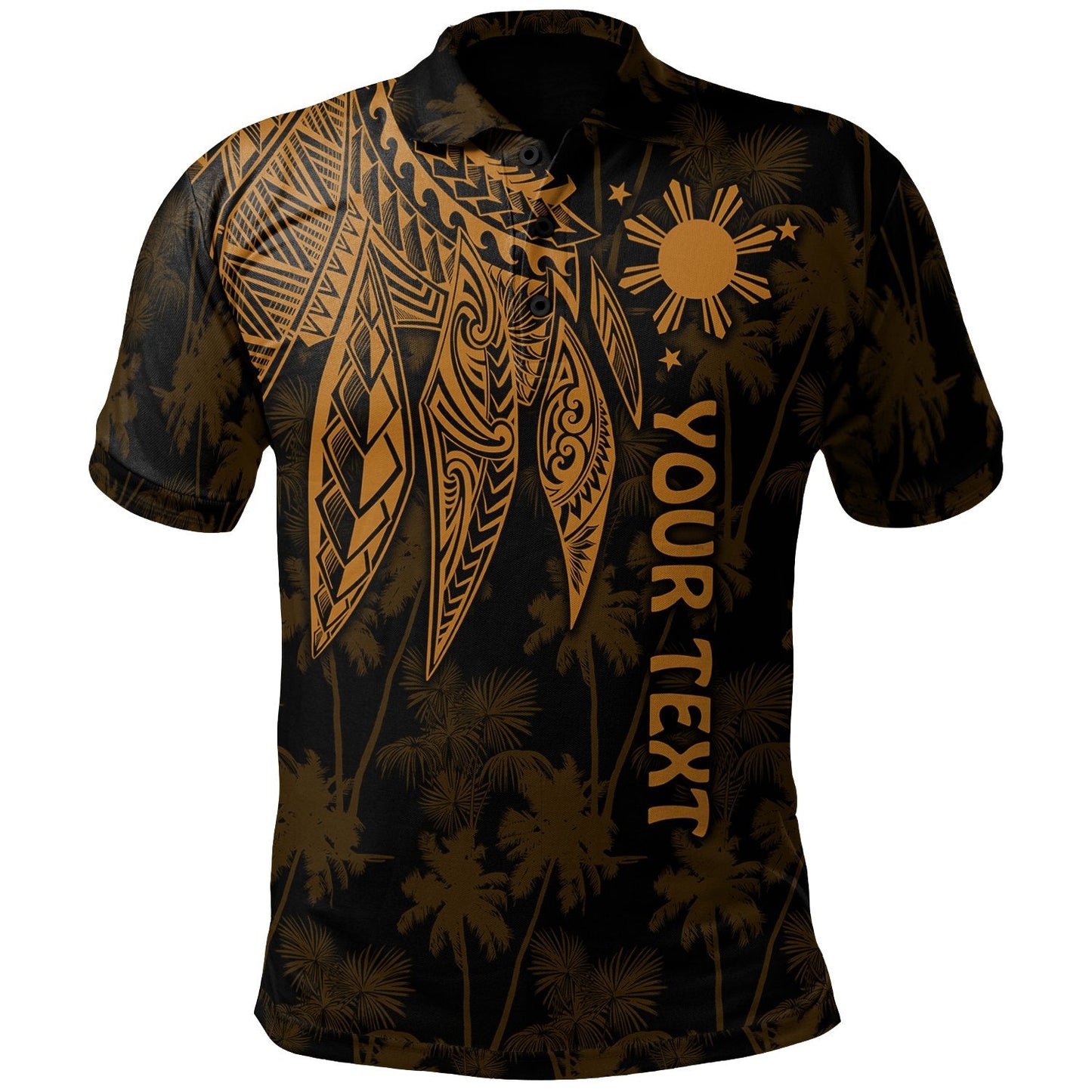 The Philippines Personalised Polo Shirt - Polynesian Wings Golden