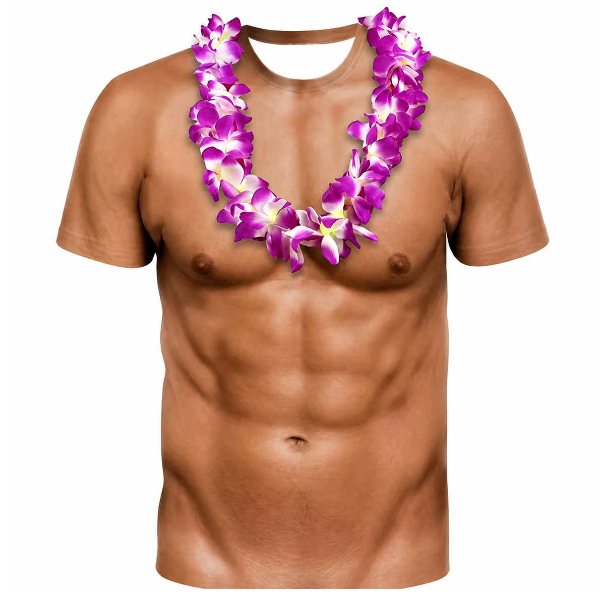 Funny Polynesian Abs Shirt Polynesian Flowers Island Necklace T Shirt For Him