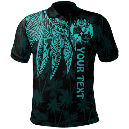 Tonga Personalised Polo Shirt - Polynesian Wings Turquoise