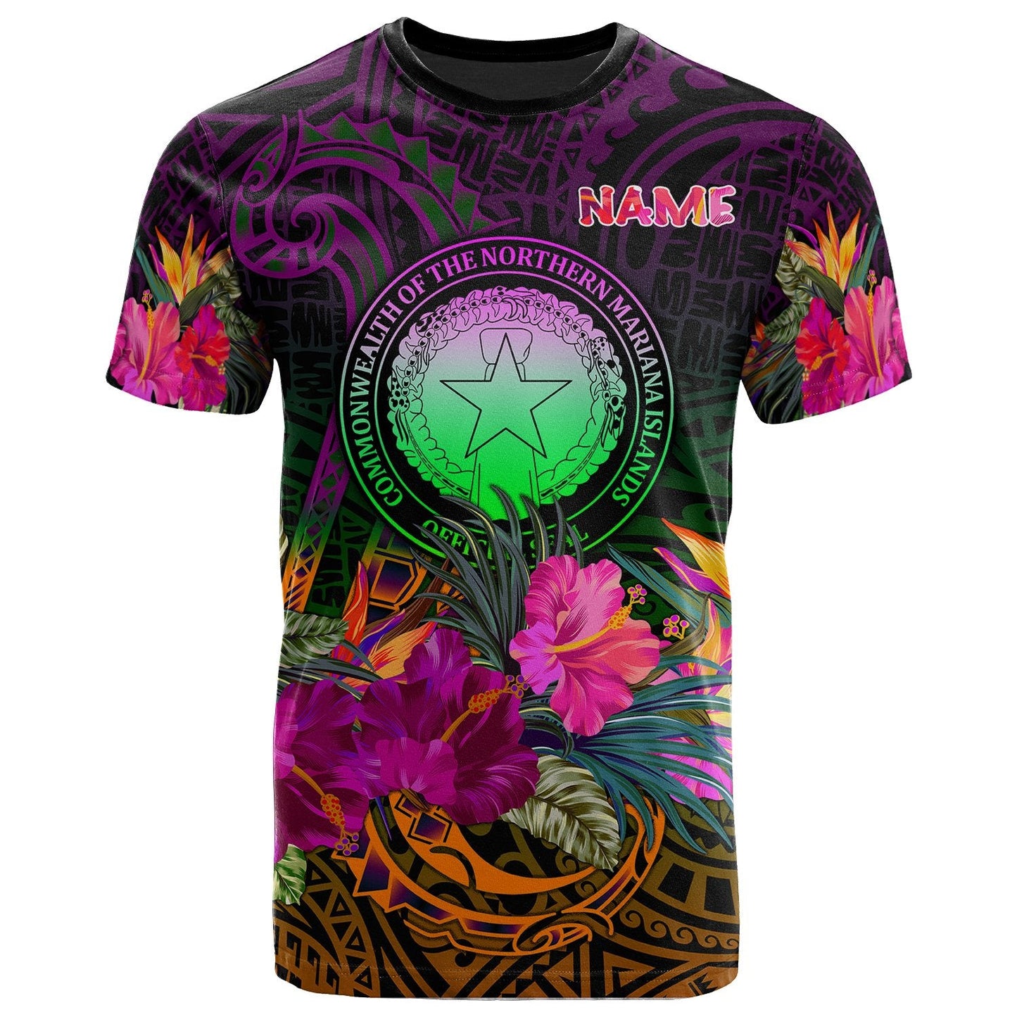 Northern Mariana Islands Polynesian Personalised T Shirt Summer Hibiscus