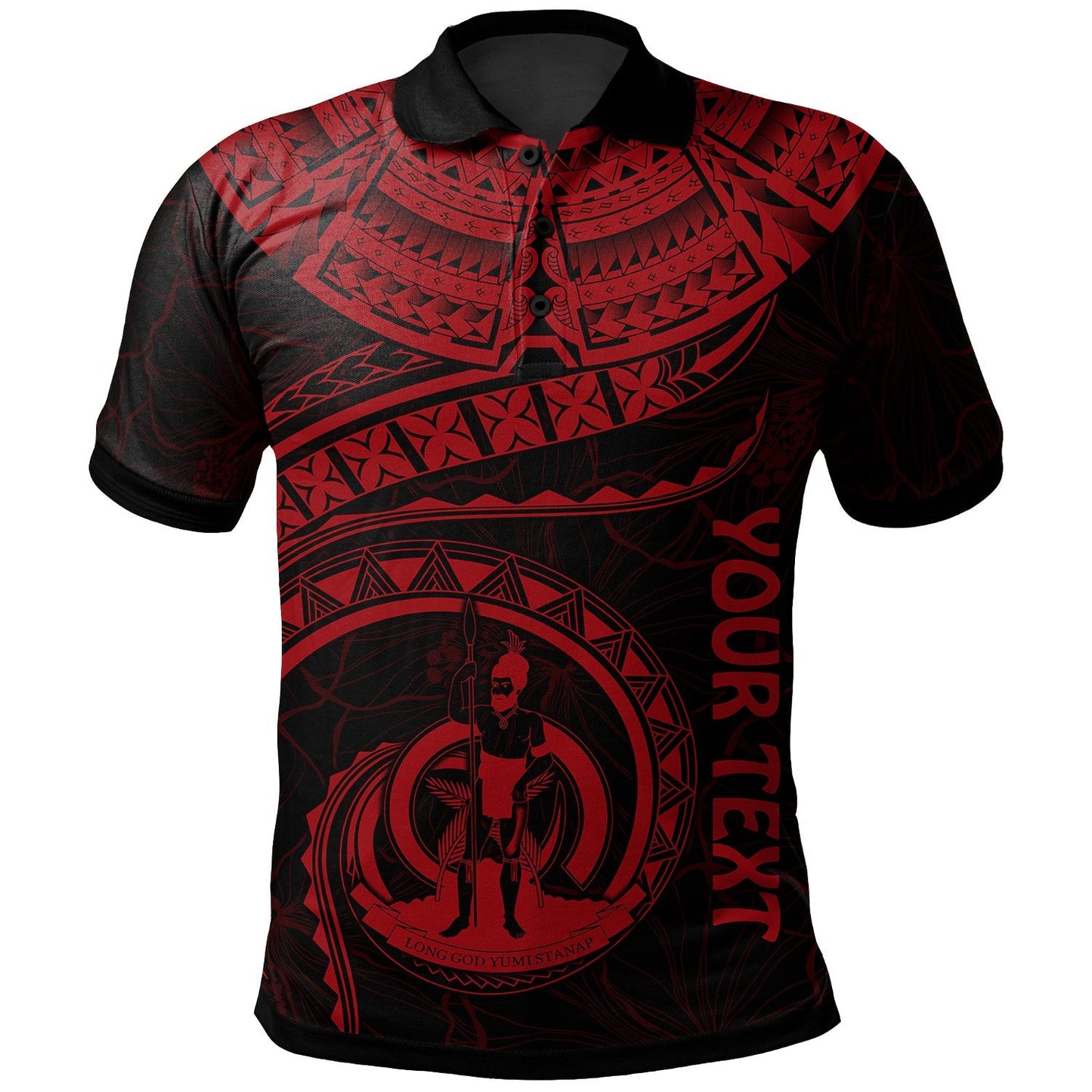 Vanuatu Polynesian Personalised Polo Shirt - Vanuatu Waves Red