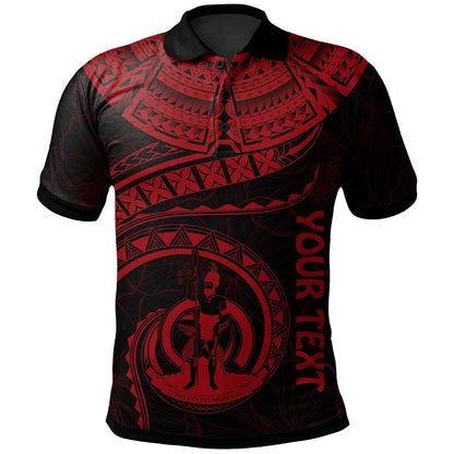 Vanuatu Polynesian Personalised Polo Shirt - Vanuatu Waves Red