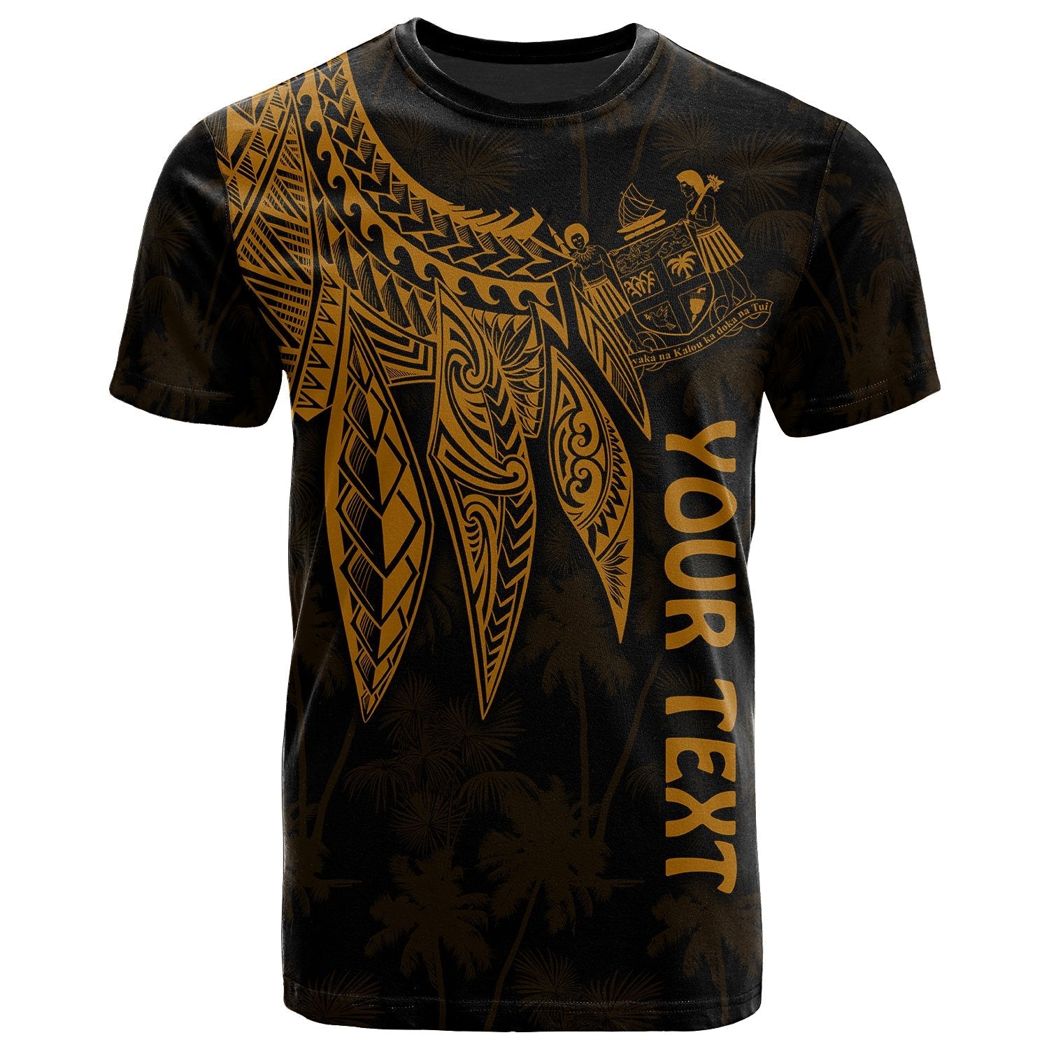 Fiji Personalised T Shirt Polynesian Wings (Golden)