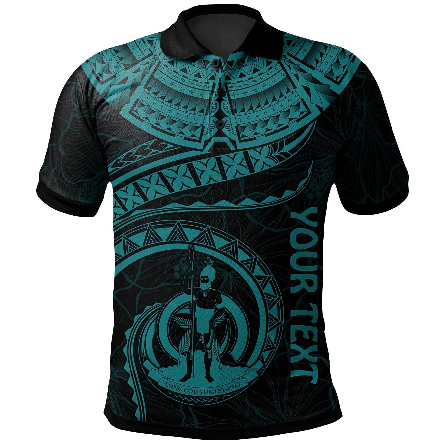 Vanuatu Polynesian Personalised Polo Shirt - Vanuatu Waves Turquoise