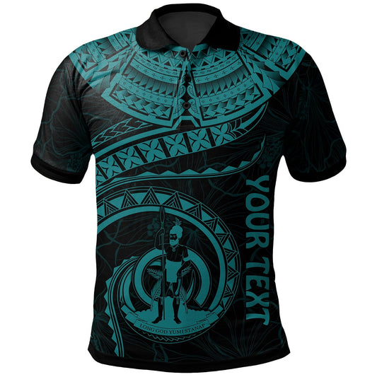Vanuatu Polynesian Personalised Polo Shirt - Vanuatu Waves Turquoise
