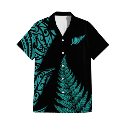 New Zealand Matching Outfit For Couple Silver Puletasi Dress And Hawaiian Shirt For Her Him