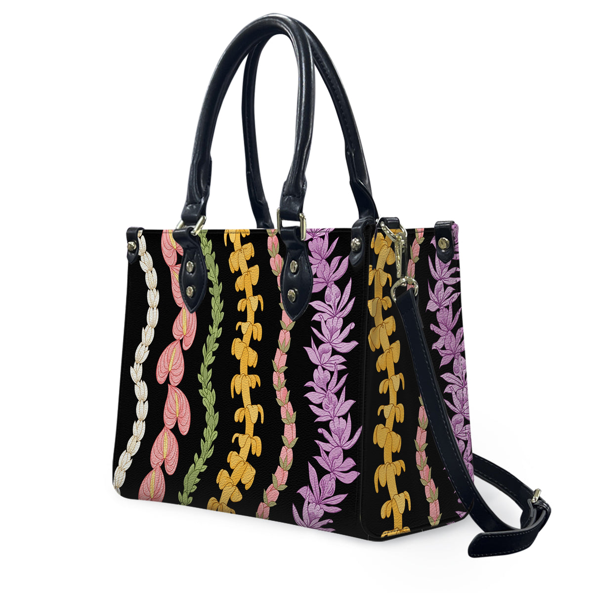 Puakenikeni Hawaiian Flower Lei Leather Handbag