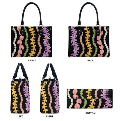 Puakenikeni Hawaiian Flower Lei Leather Handbag