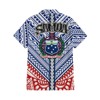 Samoa Coat Of Arms Couple Outfit Matching Polynesian Tribal Pattern Island Dress And Hawaiian Shirt For Her Him