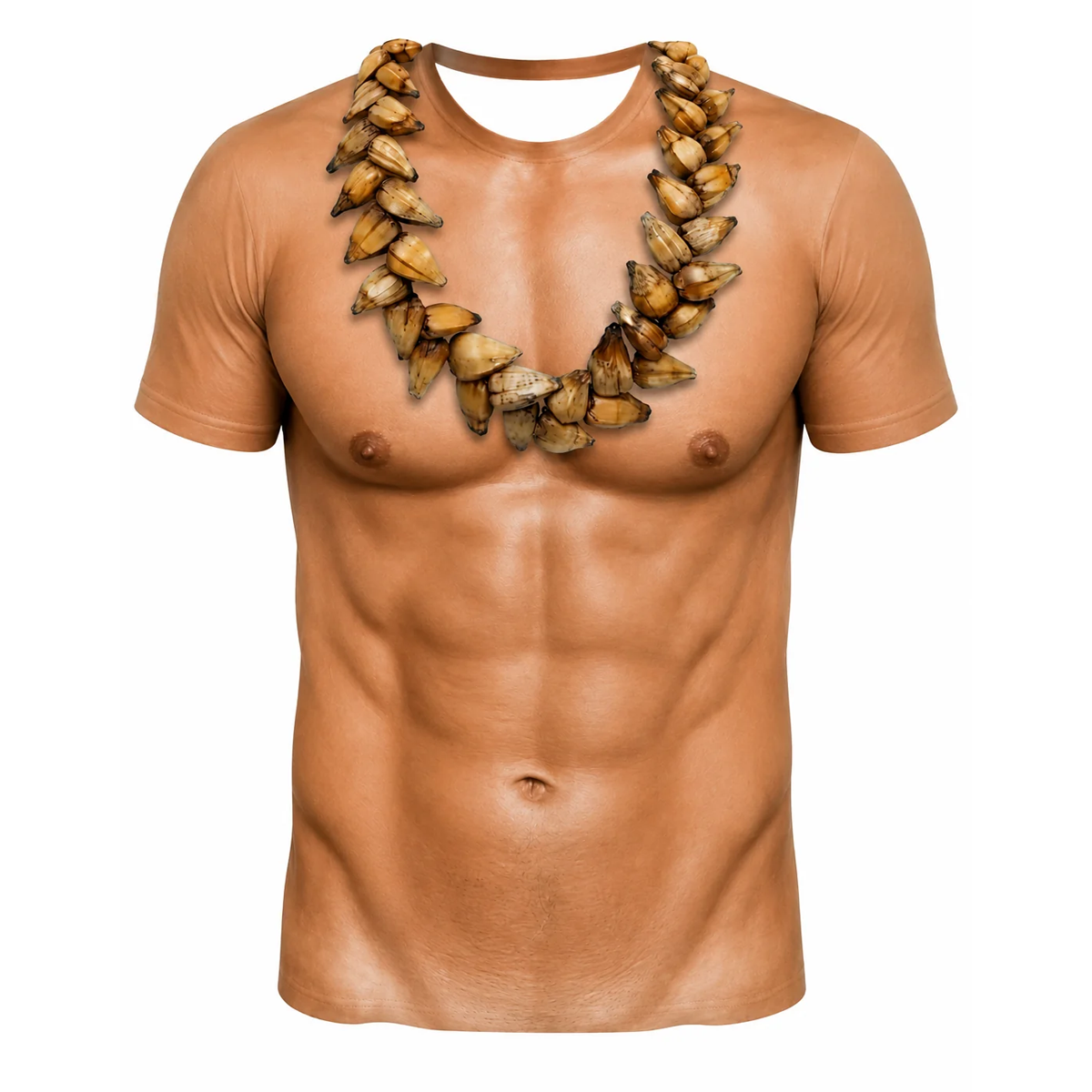 Funny Polynesian Abs Shirt Hawaii Ula Fala Brown Necklace T Shirt For Him