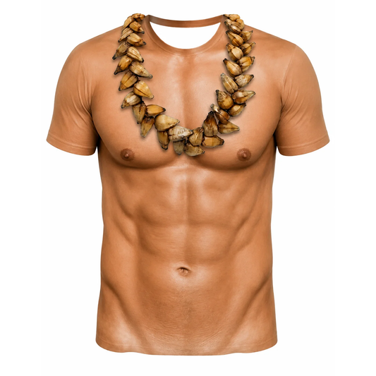 Funny Polynesian Abs Shirt Hawaii Ula Fala Brown Necklace T Shirt For Him