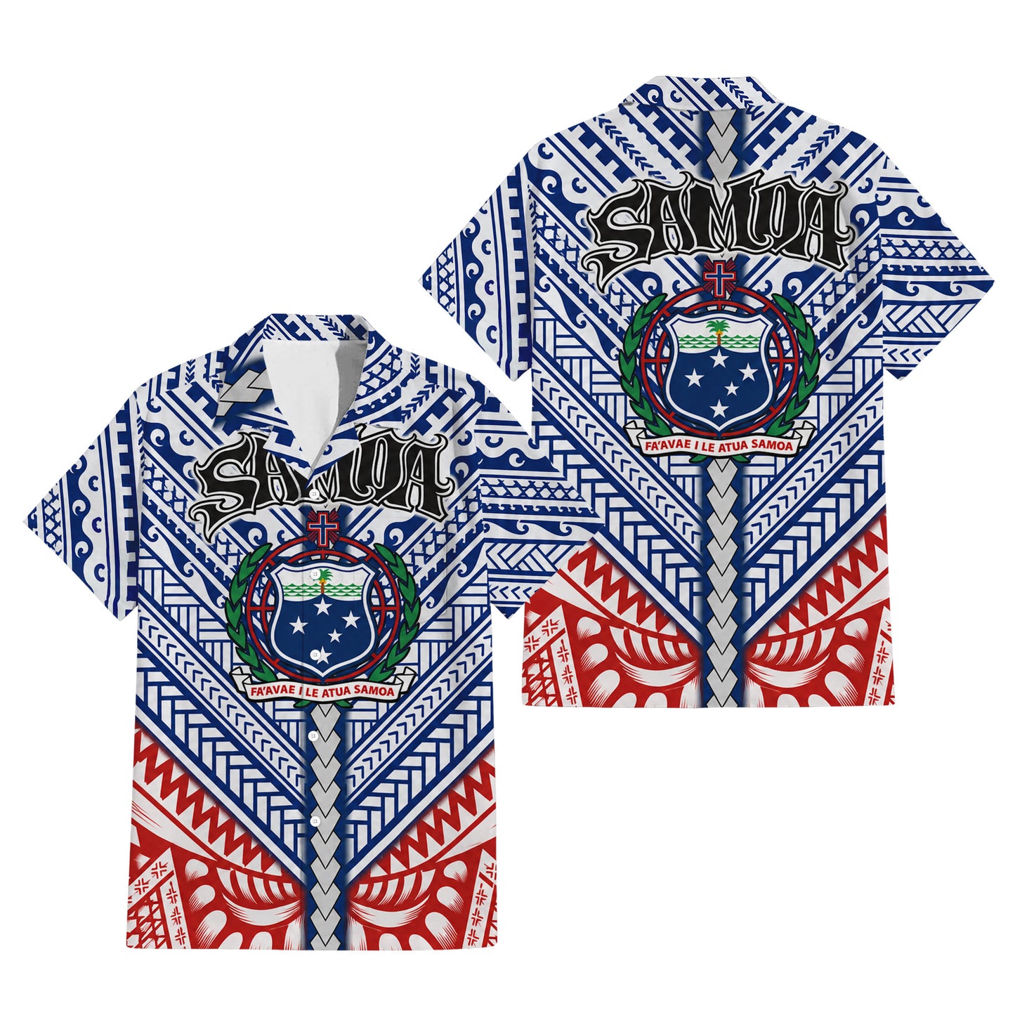Samoa Coat Of Arms Couple Outfit Matching Polynesian Tribal Pattern Island Dress And Hawaiian Shirt For Her Him
