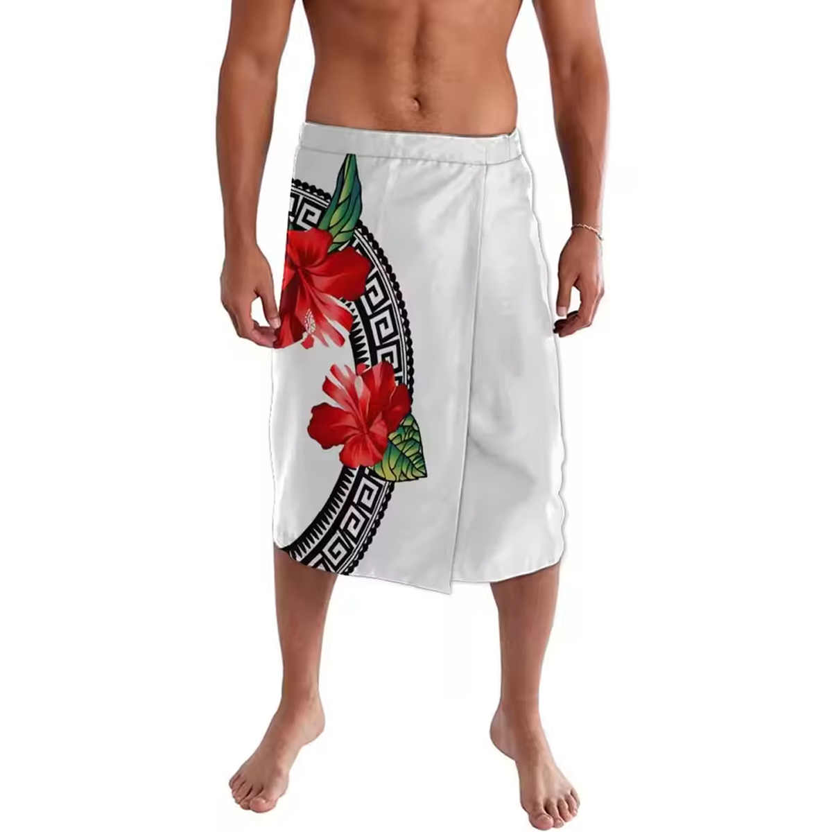 Polynesian Hibiscus Flowers Pattern Couple Outfit Matching Island Dress And Lavalava