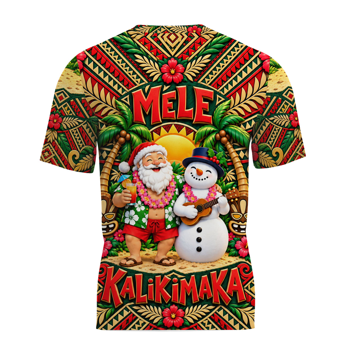 Hawaii Mele Kalikimaka Funny Santa Shirt Polynesian Tribal Christmas T Shirt