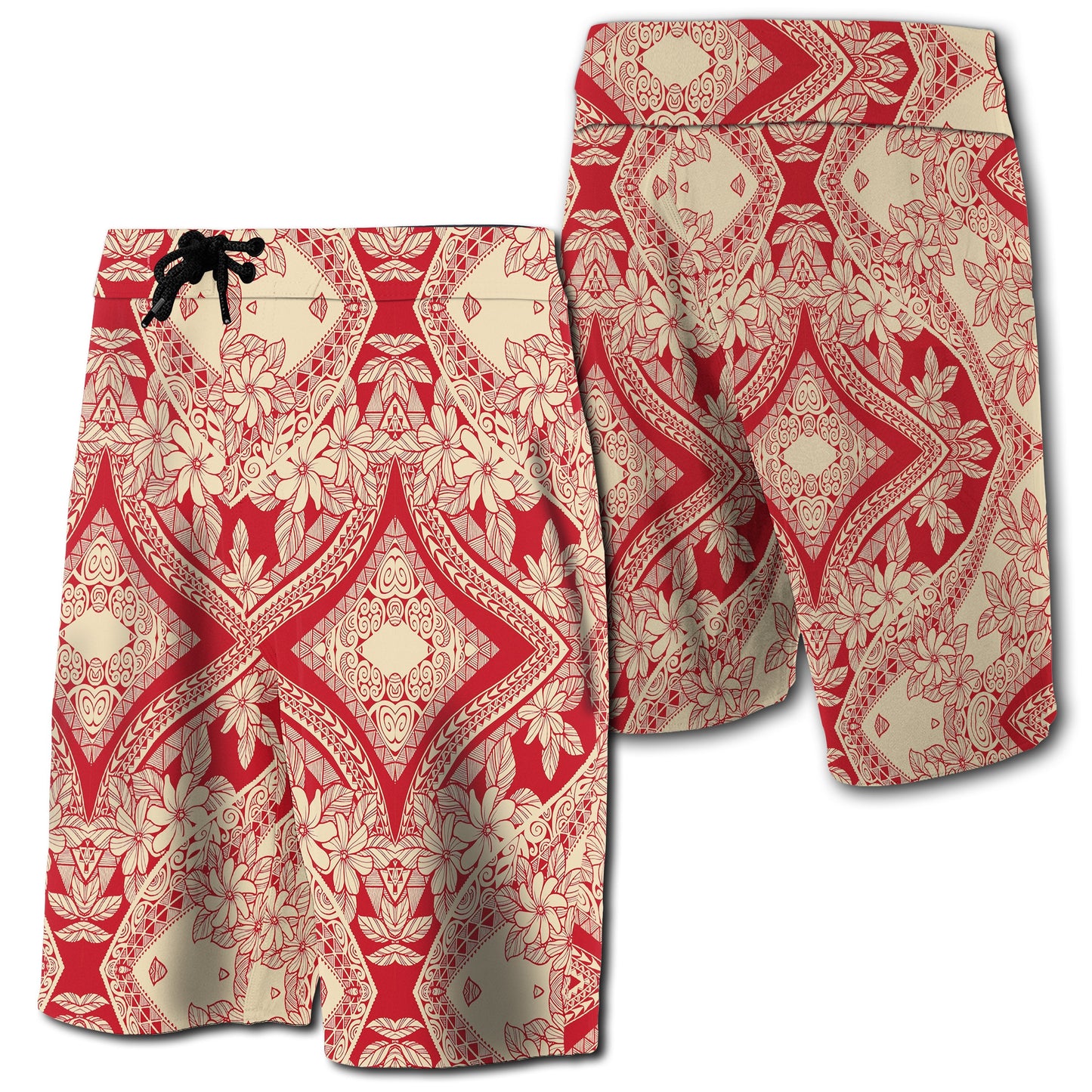 Hawaii Polynesian Plumeria Board Shorts Mix