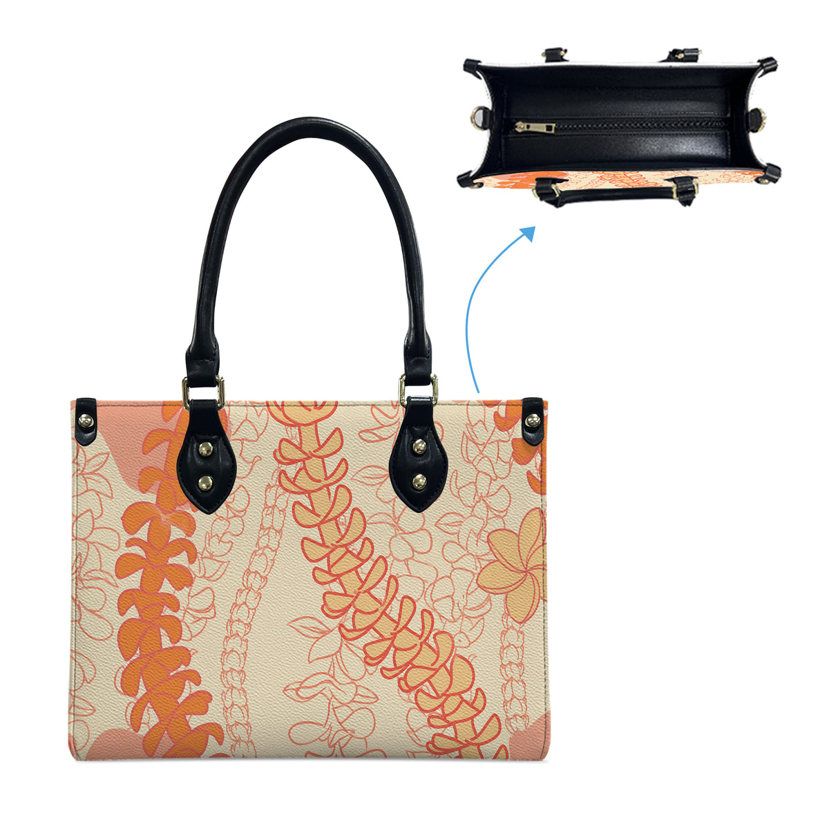 Tropical Puakenikeni Hawaiian Flower Lei Leather Handbag Gift For Her
