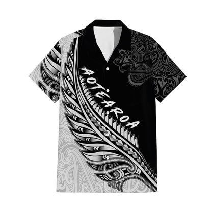 New Zealand Matching Outfit For Couple Silver Fern Aotearoa Puletasi Dress And Hawaiian Shirt For Her Him