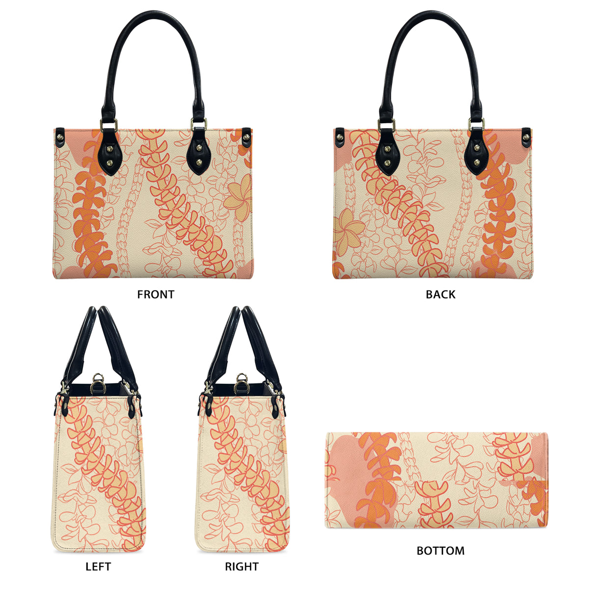 Tropical Puakenikeni Hawaiian Flower Lei Leather Handbag Gift For Her