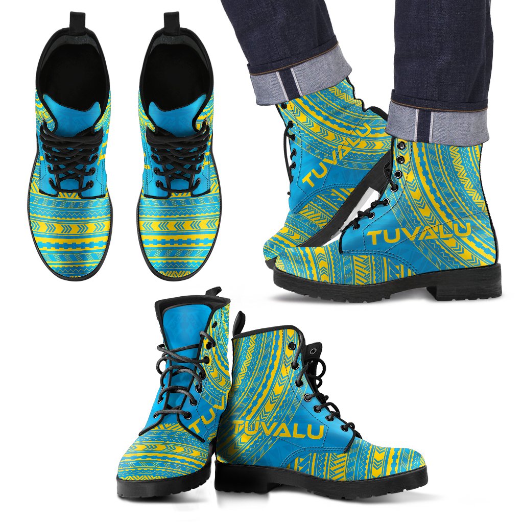 tuvalu Leather Boots - Polynesian Flag Chief Version