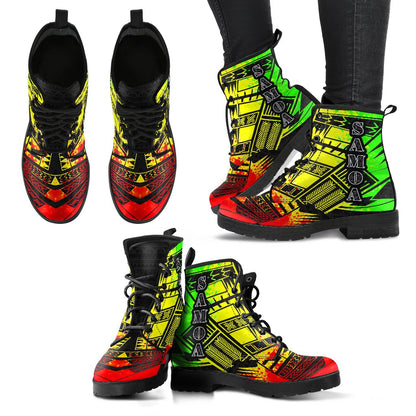 Samoa Leather Boots - Polynesian Tattoo Reggae