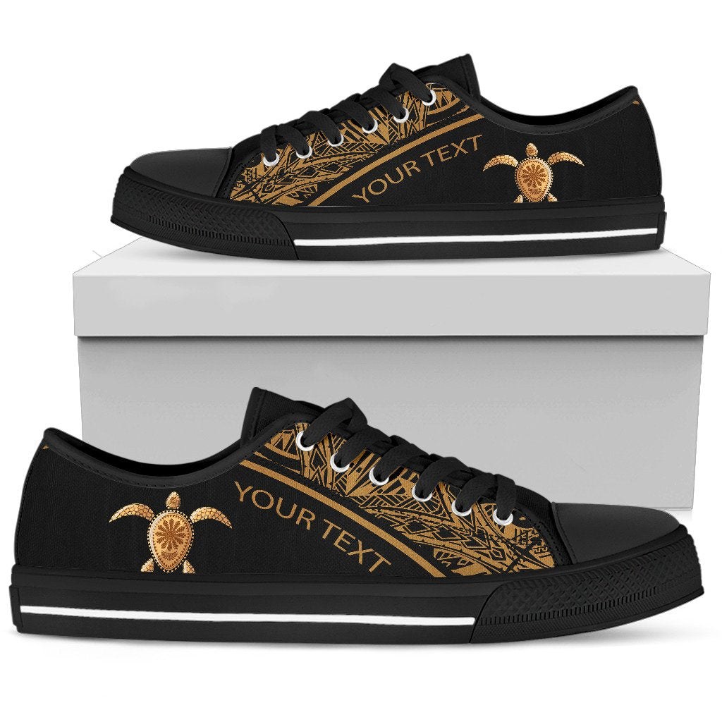 Turtle Custom Personalised Low Top Shoes - Polynesian Gold Curve Style