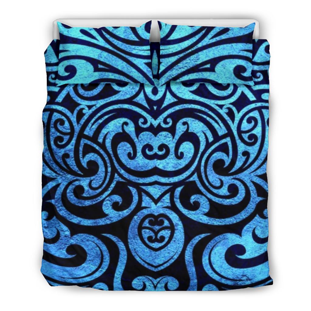 New Zealand Bedding Set, Maori Butterfly Duvet Cover Blue
