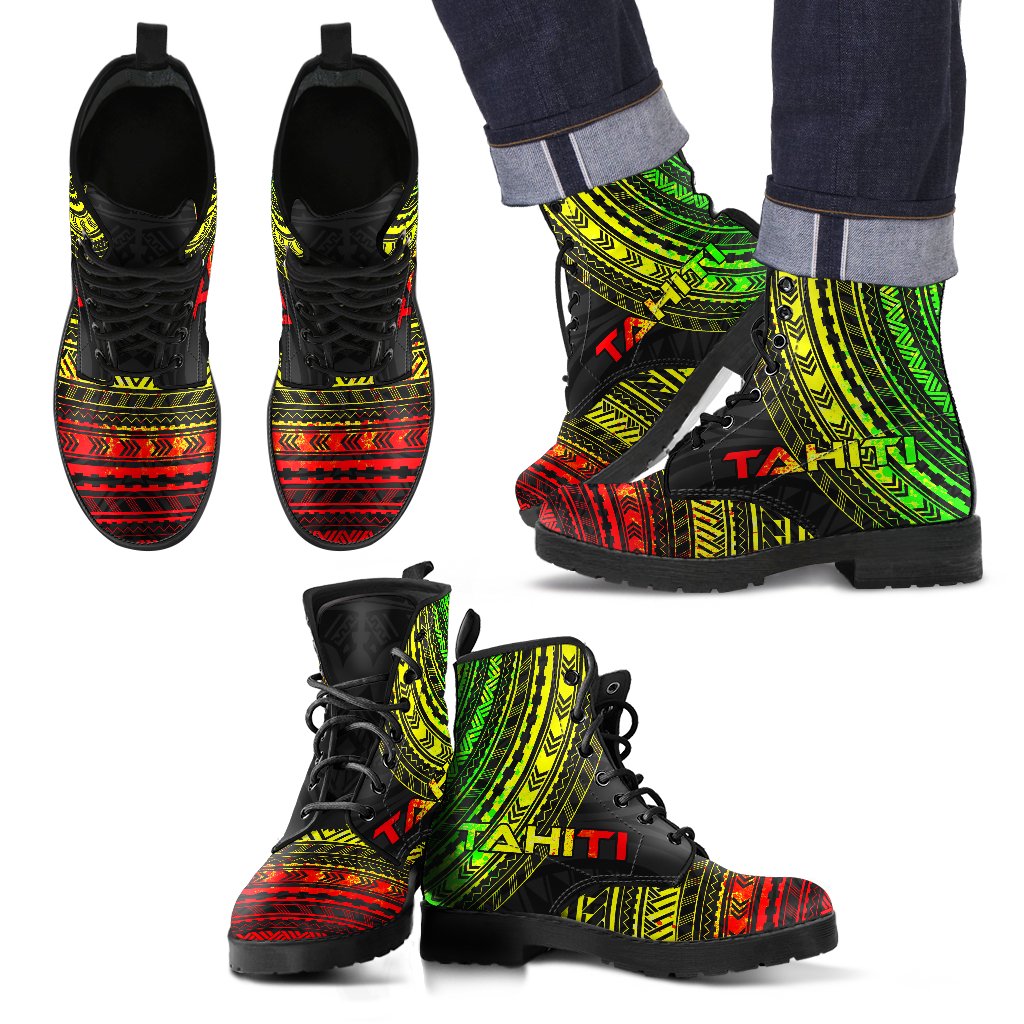 tahiti Leather Boots - Polynesian Reggae Chief Version