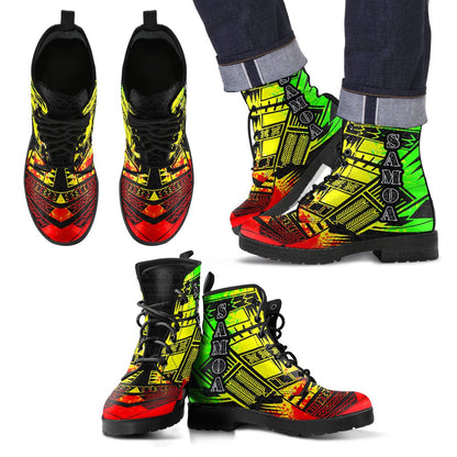 Samoa Leather Boots - Polynesian Tattoo Reggae