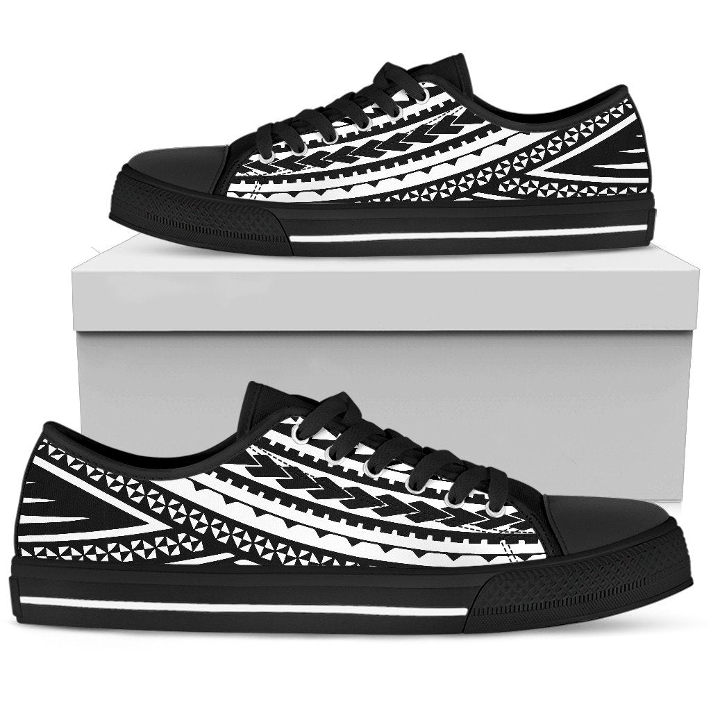 Polynesian Low Top Shoes - Black White Version