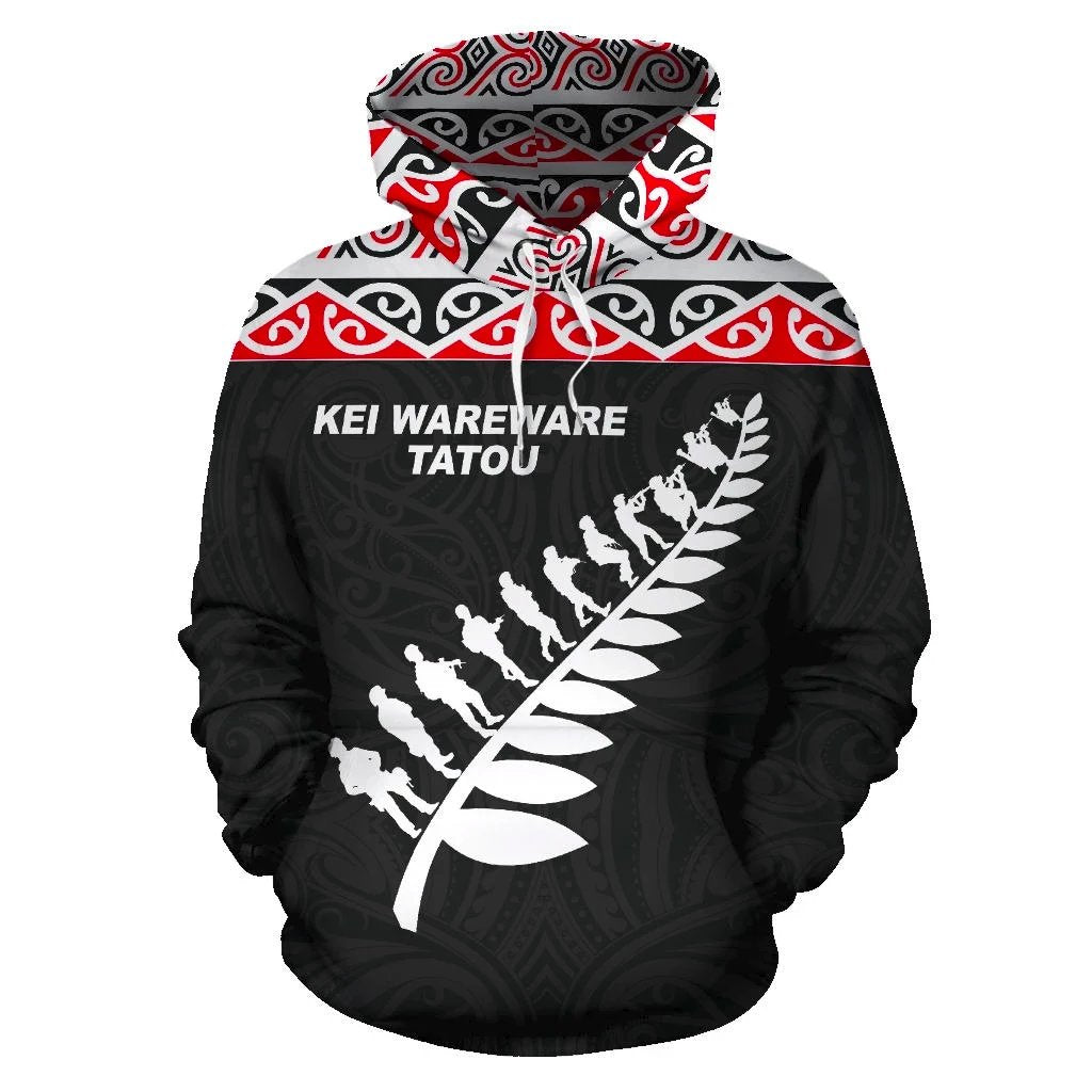 Lest We Forget Anzac Fern Hoodie, Maori Poppies Pullover Hoodie
