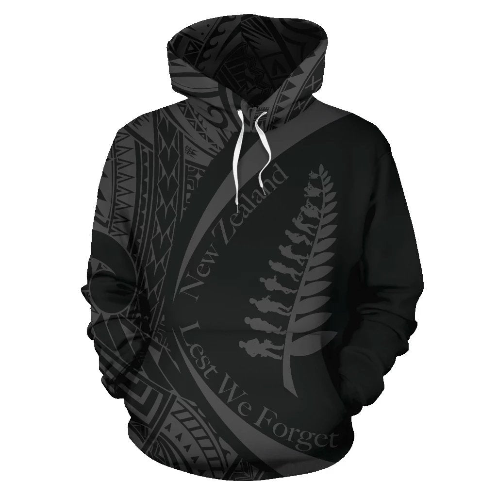 New Zealand Anzac Hoodie, Lest We Forget Maori Pullover Hoodie