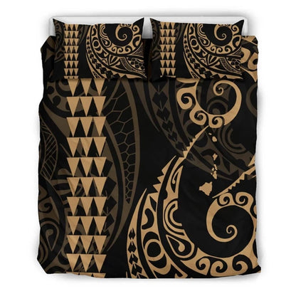 Hawaiian Map Polynesian Bedding Set Gold