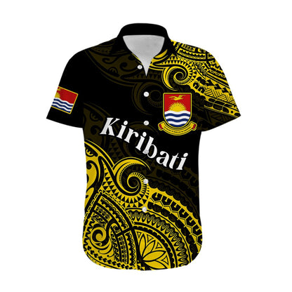 Custom Personalised Ribaberiki Kiribati Coat Of Arms Mix Yellow Polynesian Hawaiian Shirt