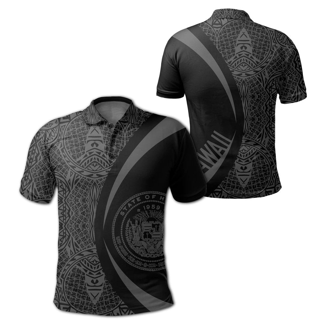 Hawaii Polynesian Polo Shirt Gray - Circle Style