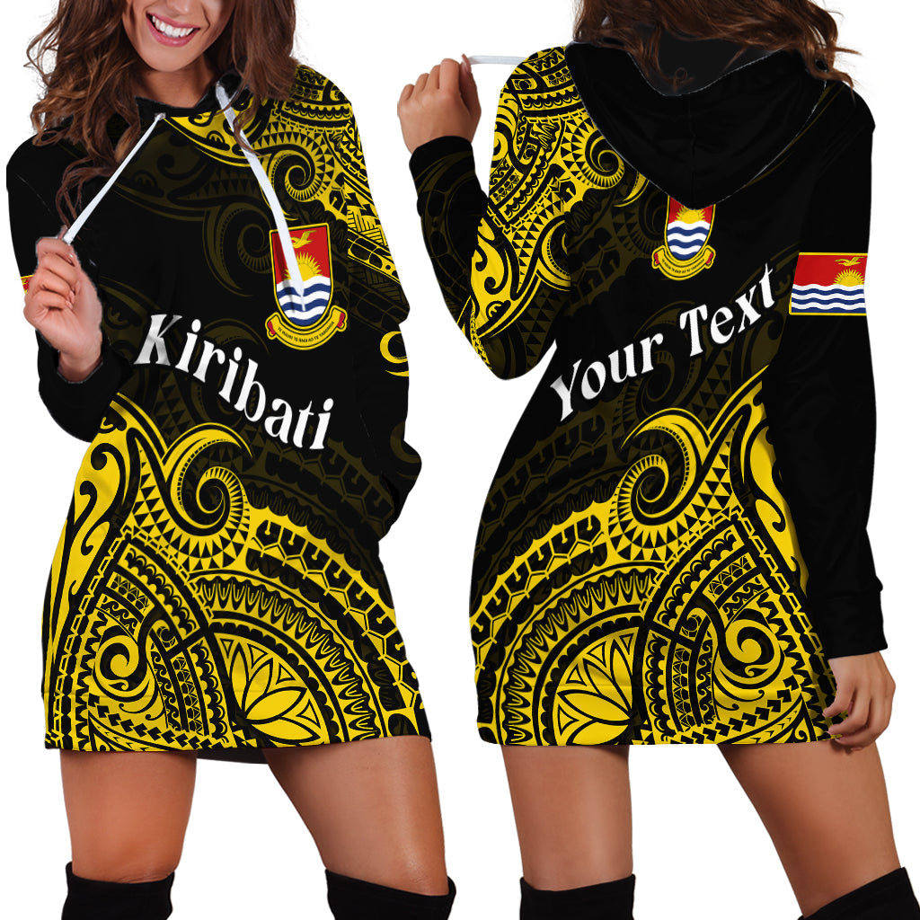 Custom Personalised Ribaberiki Kiribati Coat Of Arms Mix Yellow Polynesian Hoodie Dress