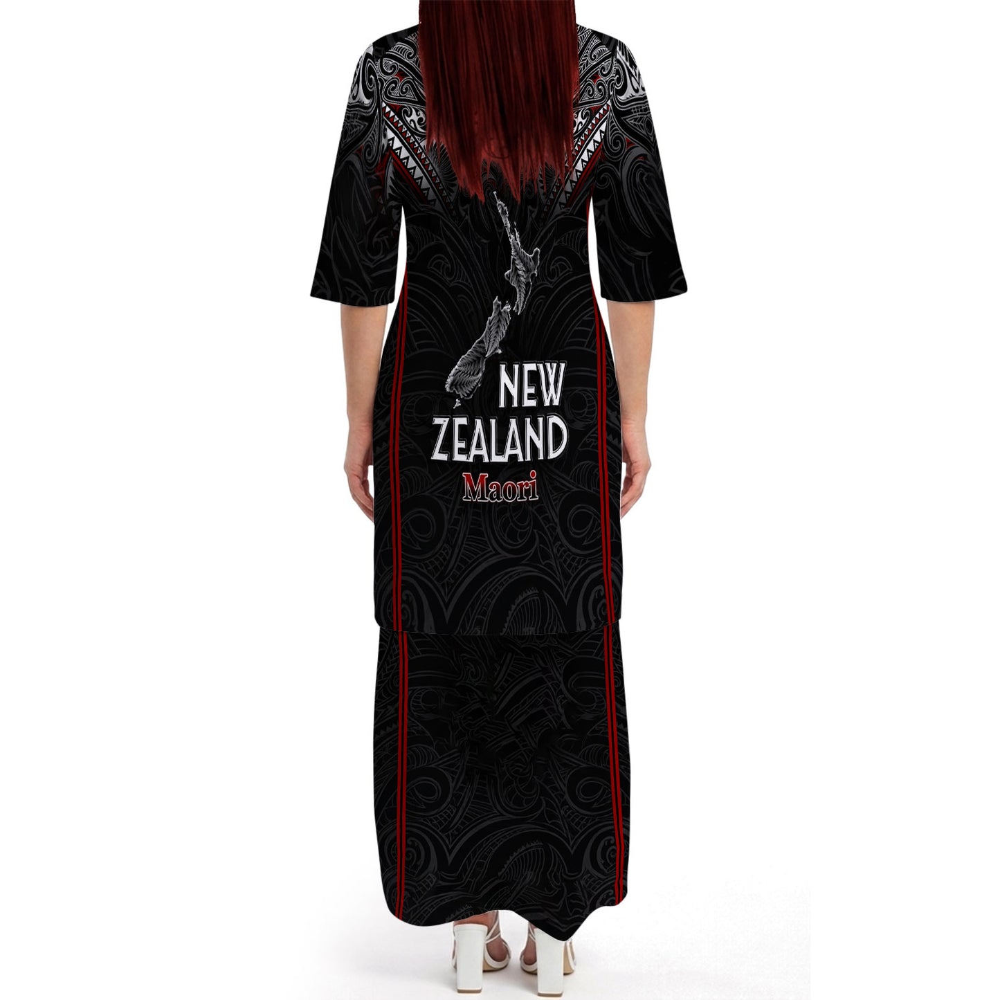 New Zealand Map Matching Outfit For Couple NZ Maori Puletasi Dress And Hawaiian Shirt For Her Him