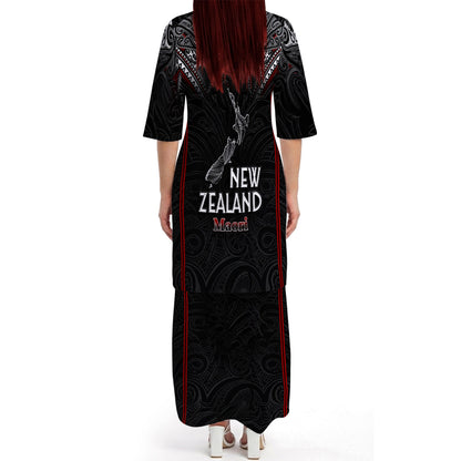 New Zealand Map Matching Outfit For Couple NZ Maori Puletasi Dress And Hawaiian Shirt For Her Him