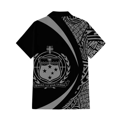 Samoa Black Outfit Matching Polynesian Tribal Leaf Pattern Black Dress And Hawaiian Shirt Curve Style