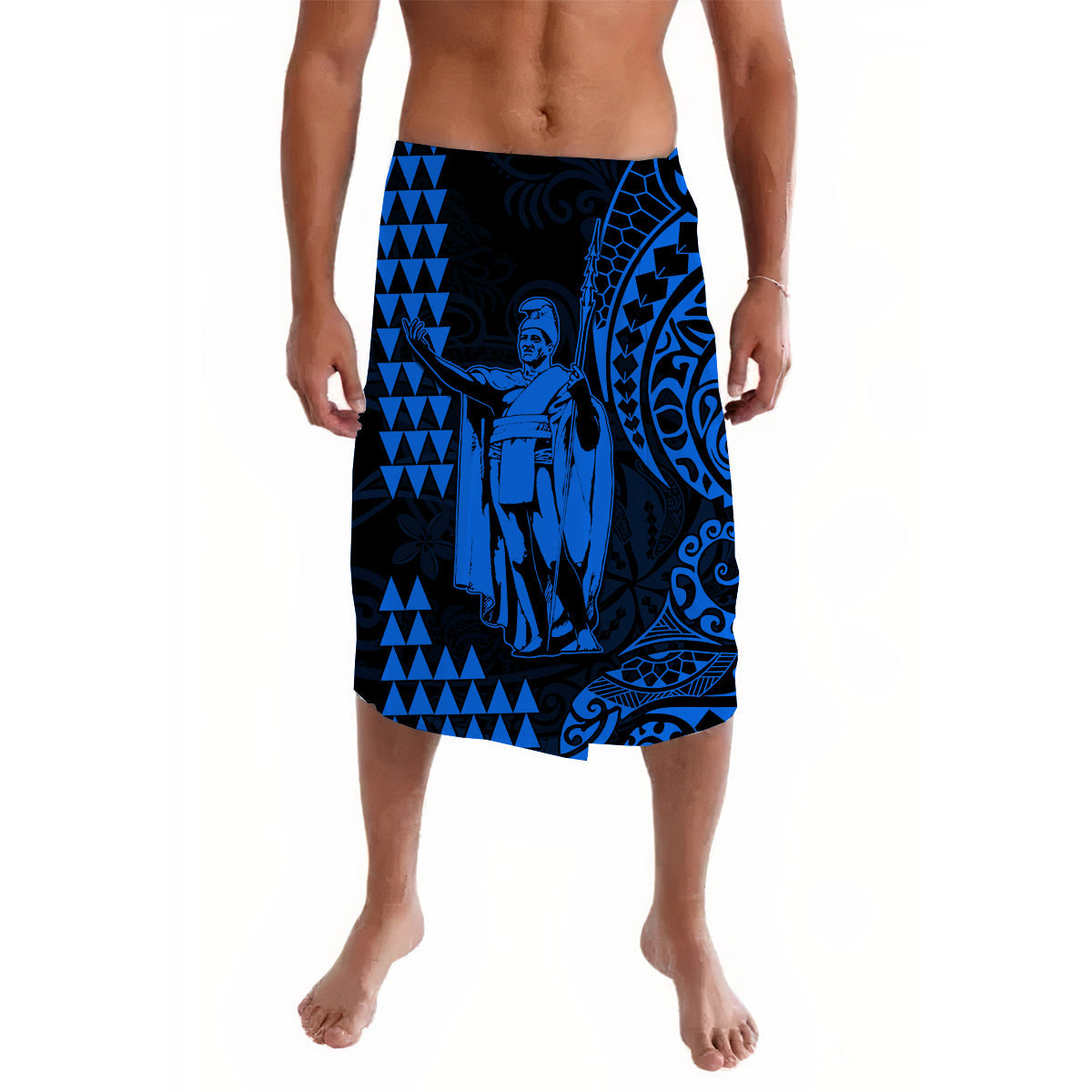 Hawaii Day Kakau Lavalava Proud To Be Hawaiian Blue King Kamehameha and Kanaka Maoli