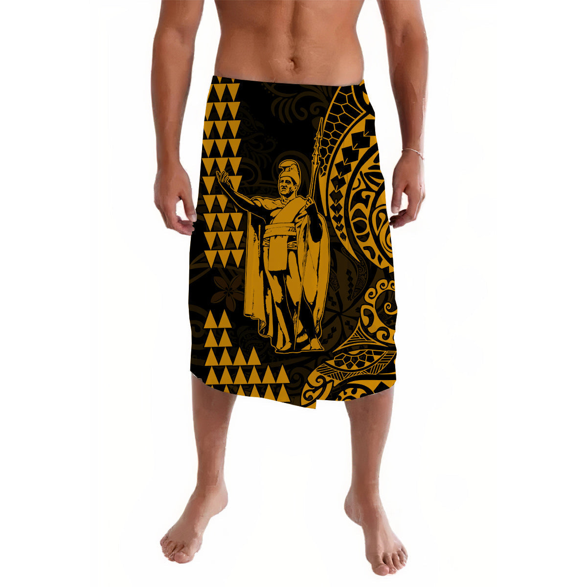 Hawaii Day Kakau Lavalava Proud To Be Hawaiian Gold King Kamehameha and Kanaka Maoli