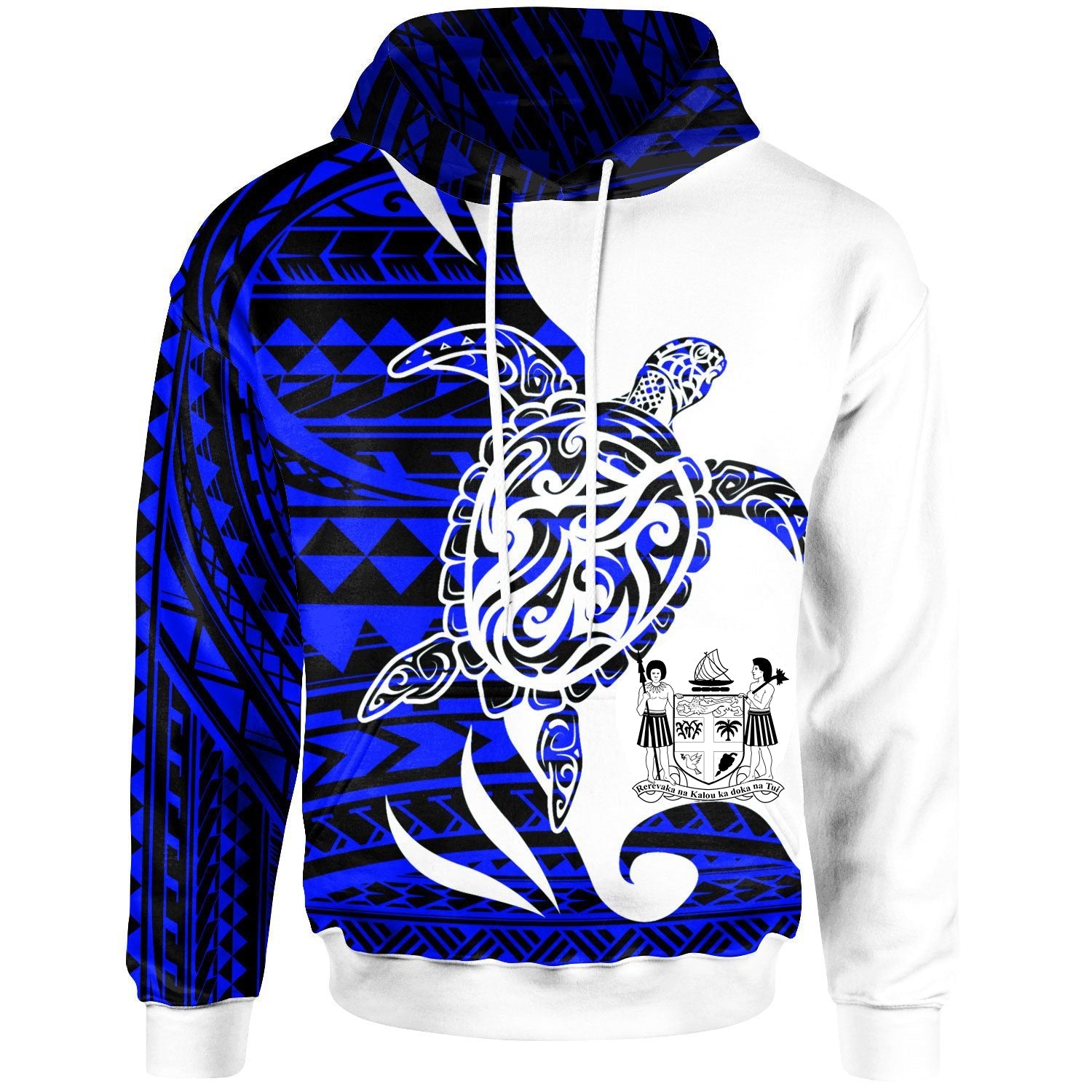 Fiji Coat Of Arms Hoodie Mega Turtle Polynesian Pattern Zip Up Hoodie