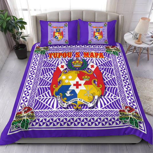 (Tupou S Mapa) Tonga Pattern with Coat of Arms Bedding Set