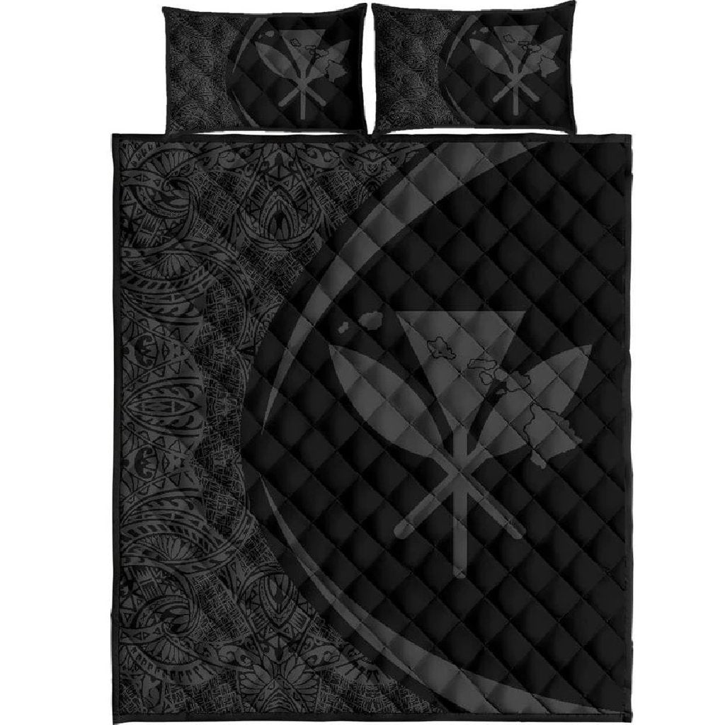 Hawaii Quilt Bed Set Hawaii Kanaka Polynesian Quilt Bed Set Circle Style Grey