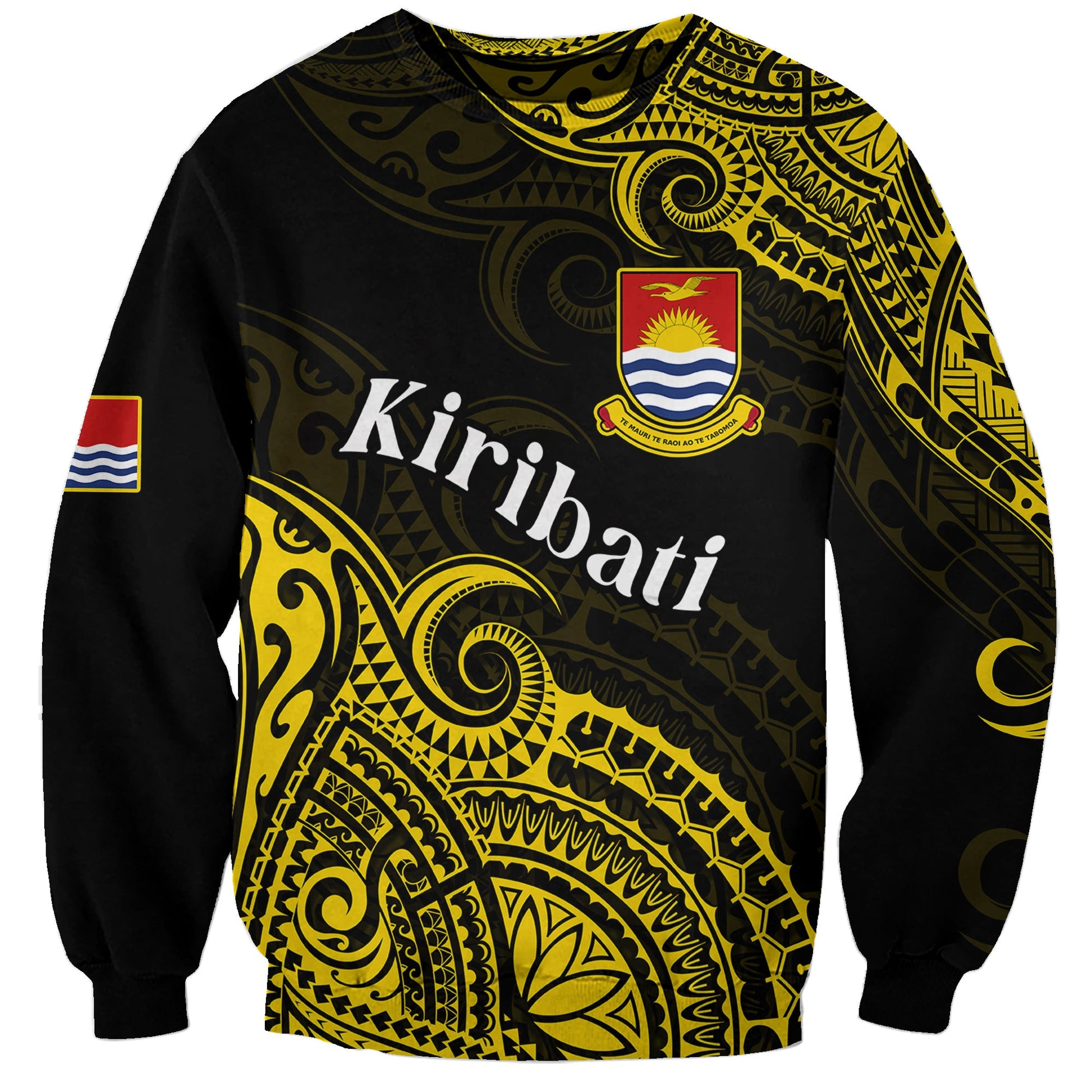 Ribaberiki Kiribati Coat Of Arms Mix Yellow Polynesian Sweatshirt